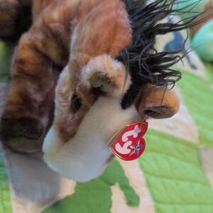 Ty Oats  Brown and White Horse Plush with Black Mane